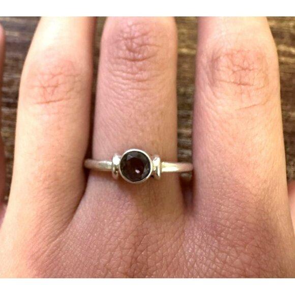 Estate Sterling Silver & Smoky Topaz Size 6.75‎ Band Ring! 40 - Picture 6 of 7